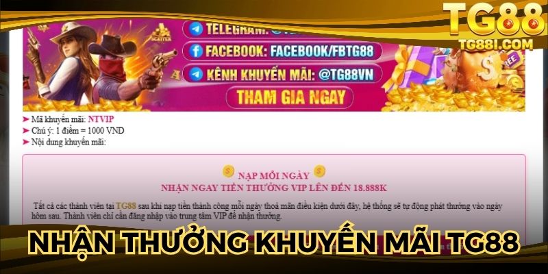 Nhận thưởng ưu đãi TG88 với lưu ý cơ bản nhất